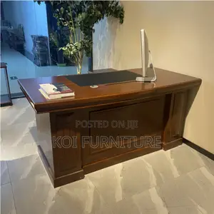 Office Desk; 1400mm Mahogany Office Desk With Pedestal Cabinet