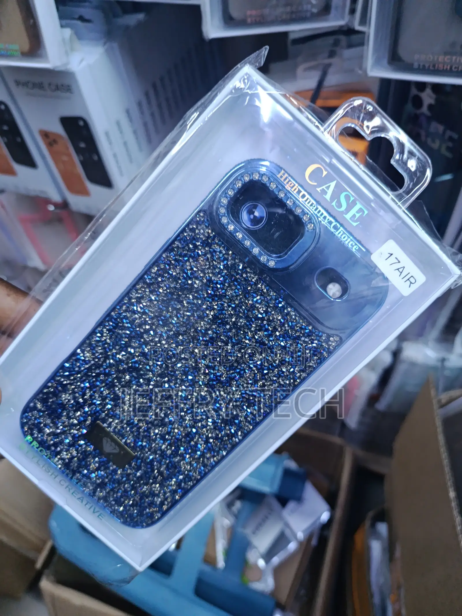 Swarovski Crystal Bling Diamond iPhone 17 Air Glitter Case-Blue