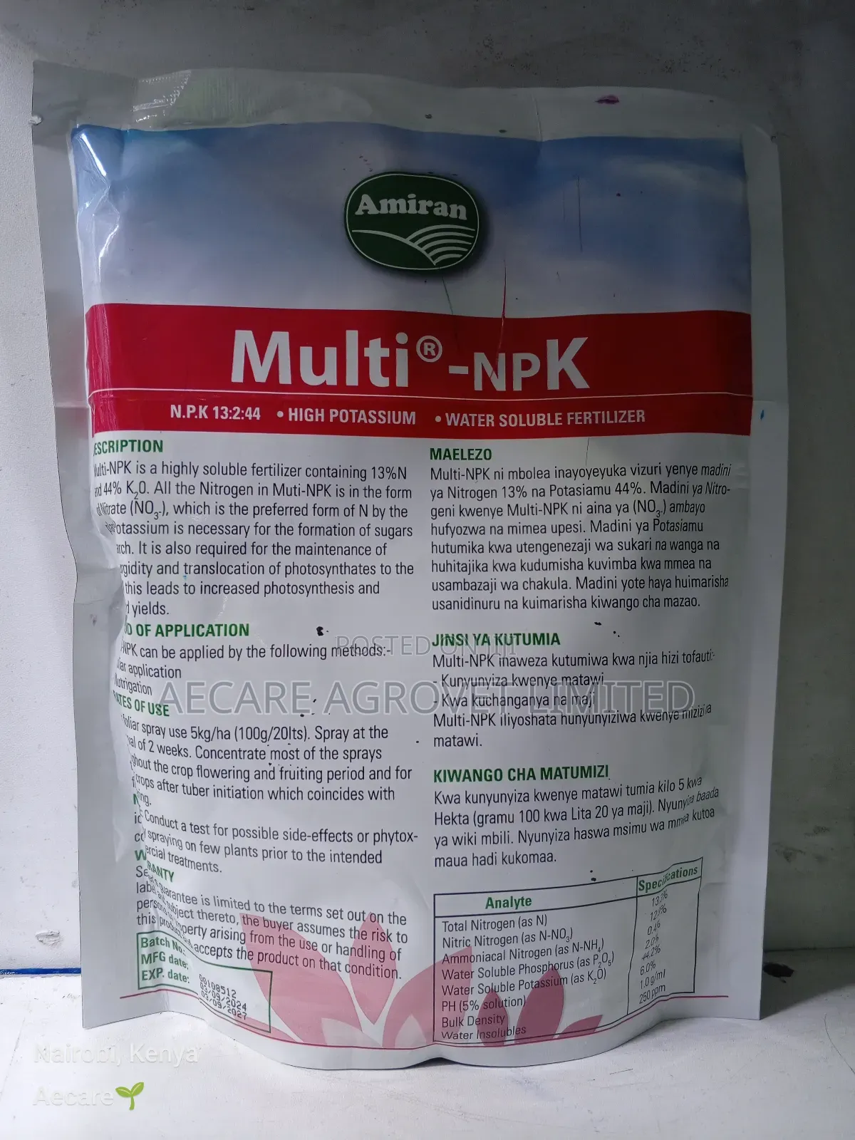 Multi NPK High Potassium Foliar Fertilizer 1kg