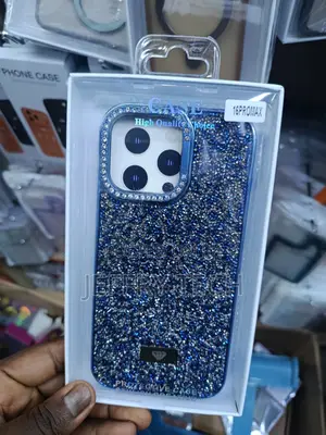 Writs Striking Blue Rhinestone-Encrusted Case for iPhone 16 Pro Max