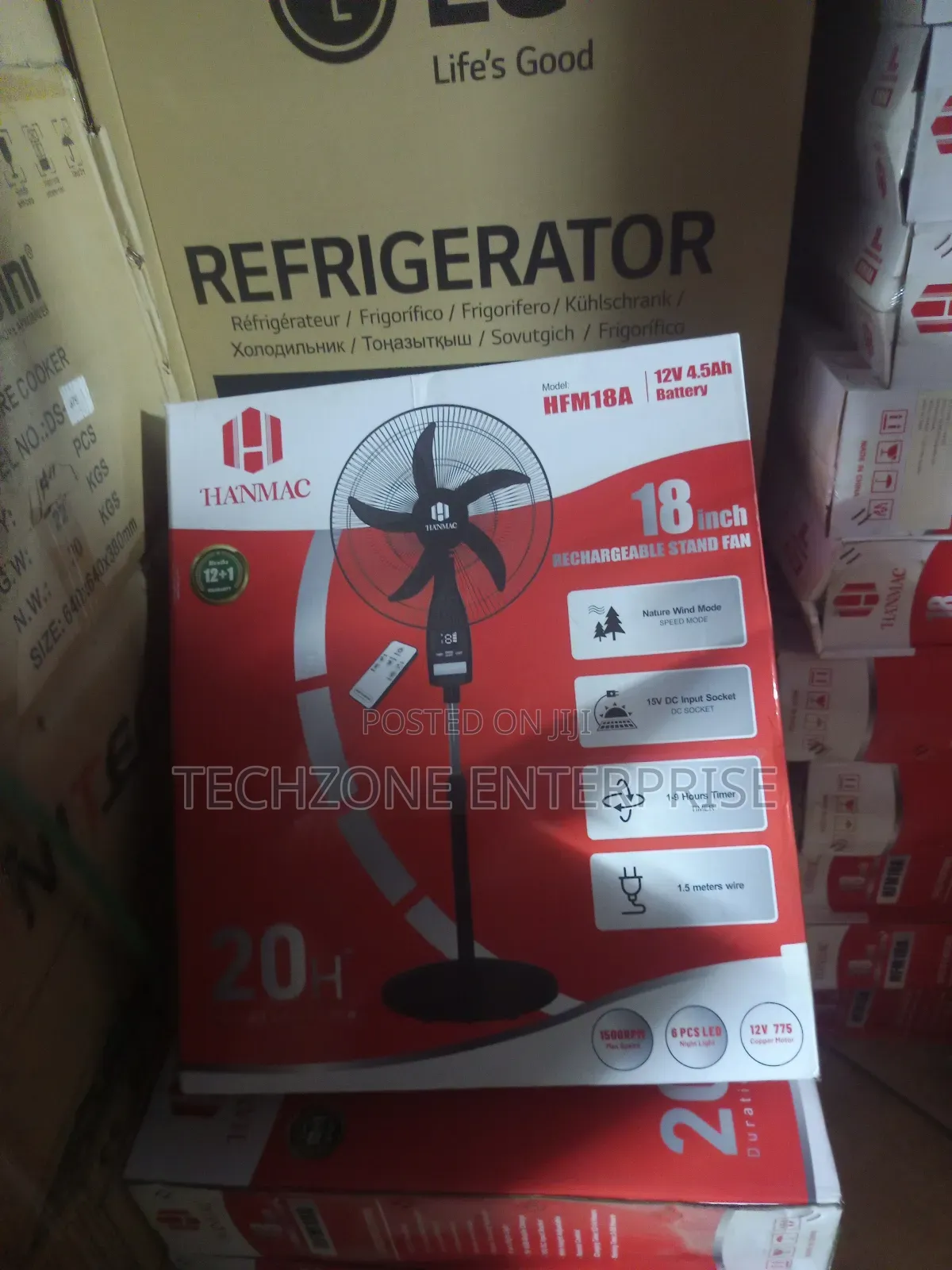 Reachargeable Hanmac 18 Inches Standing Fan With Multiple Speeds 