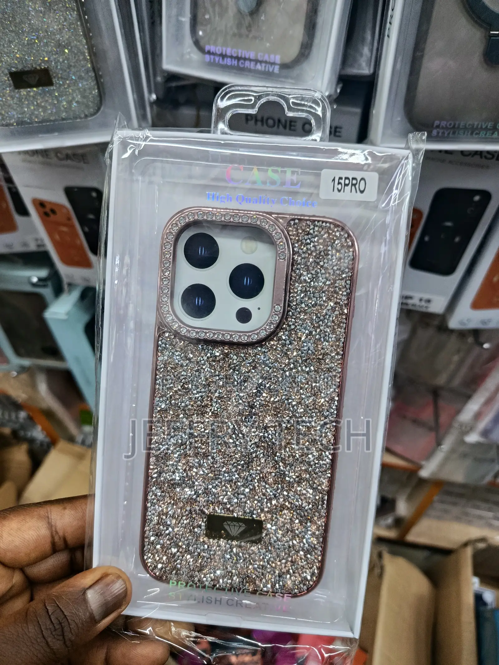 Strass Luxury Rhinestone Rhinestone Bling Glitter iPhone 15 Pro Case