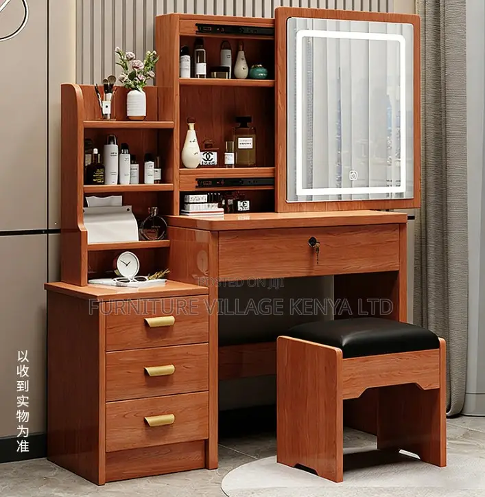 Dressers; Modern Dressing Table With Sliding Mirror