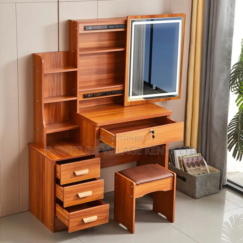 Dressers; Modern Dressing Table With Sliding Mirror