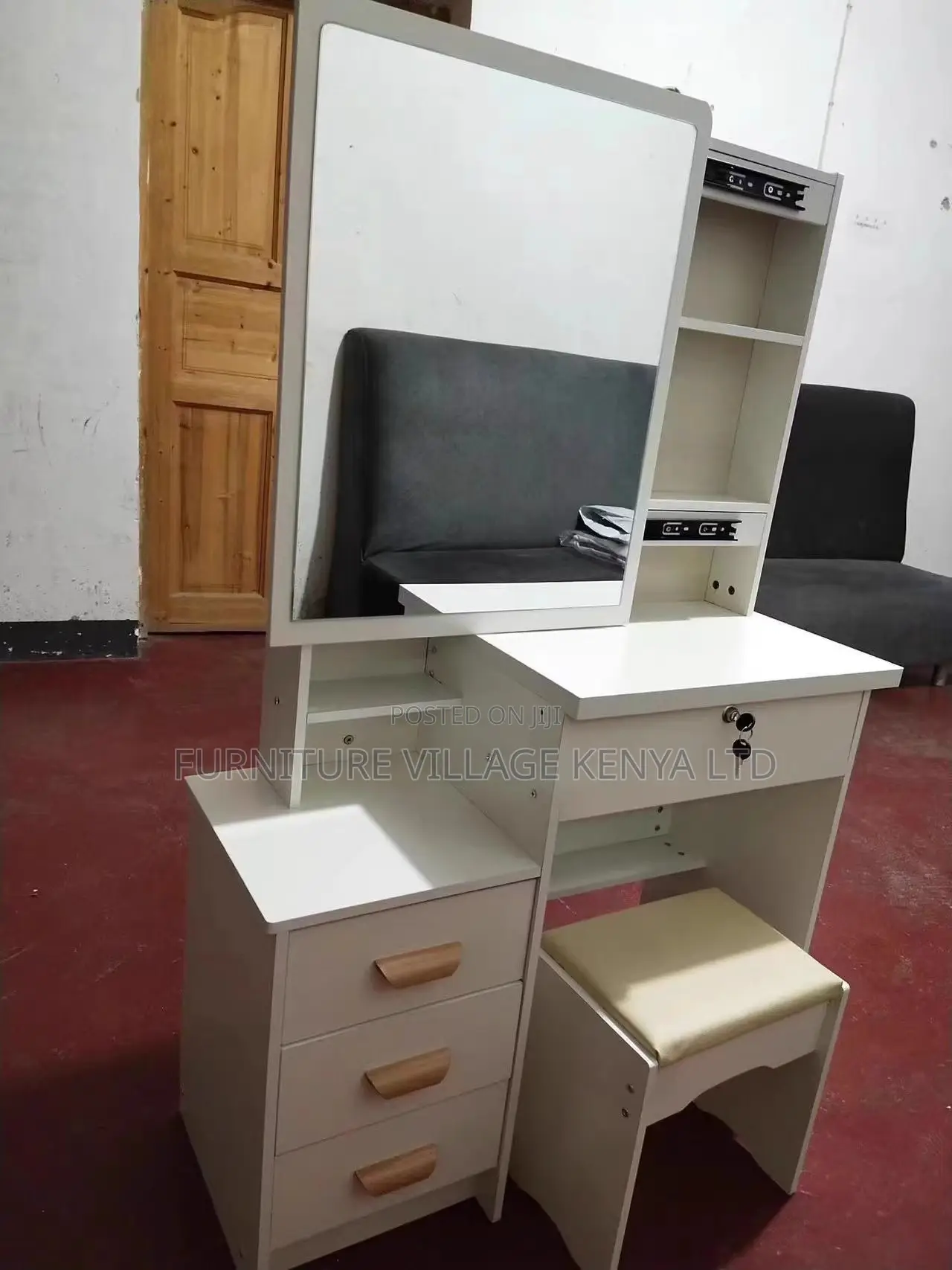 Dressers; Modern Dressing Table With Sliding Mirror