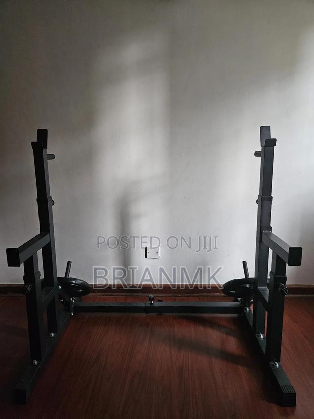 Adjustable Squat Rack Barbell Rack Dip Bar Station,Barbells,Gym Tiles - thumbnail 2