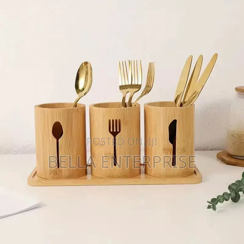 4in1 Eco-Friendly Bamboo Cutlery Organizer