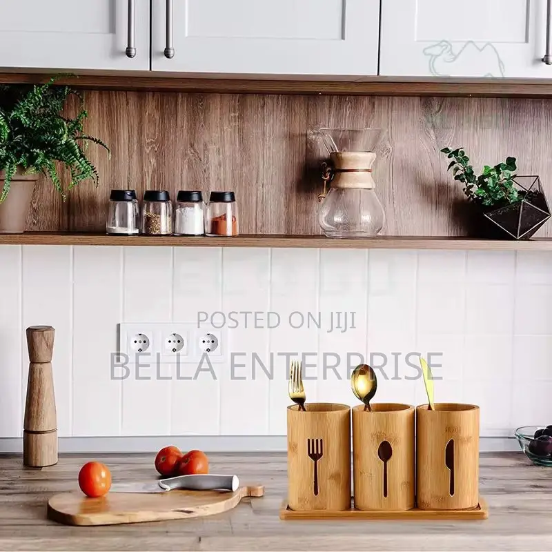 4in1 Eco-Friendly Bamboo Cutlery Organizer