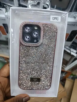 Arwok Rhinestone Glitter iPhone 13 Pro Case With Camera Stand -Pink