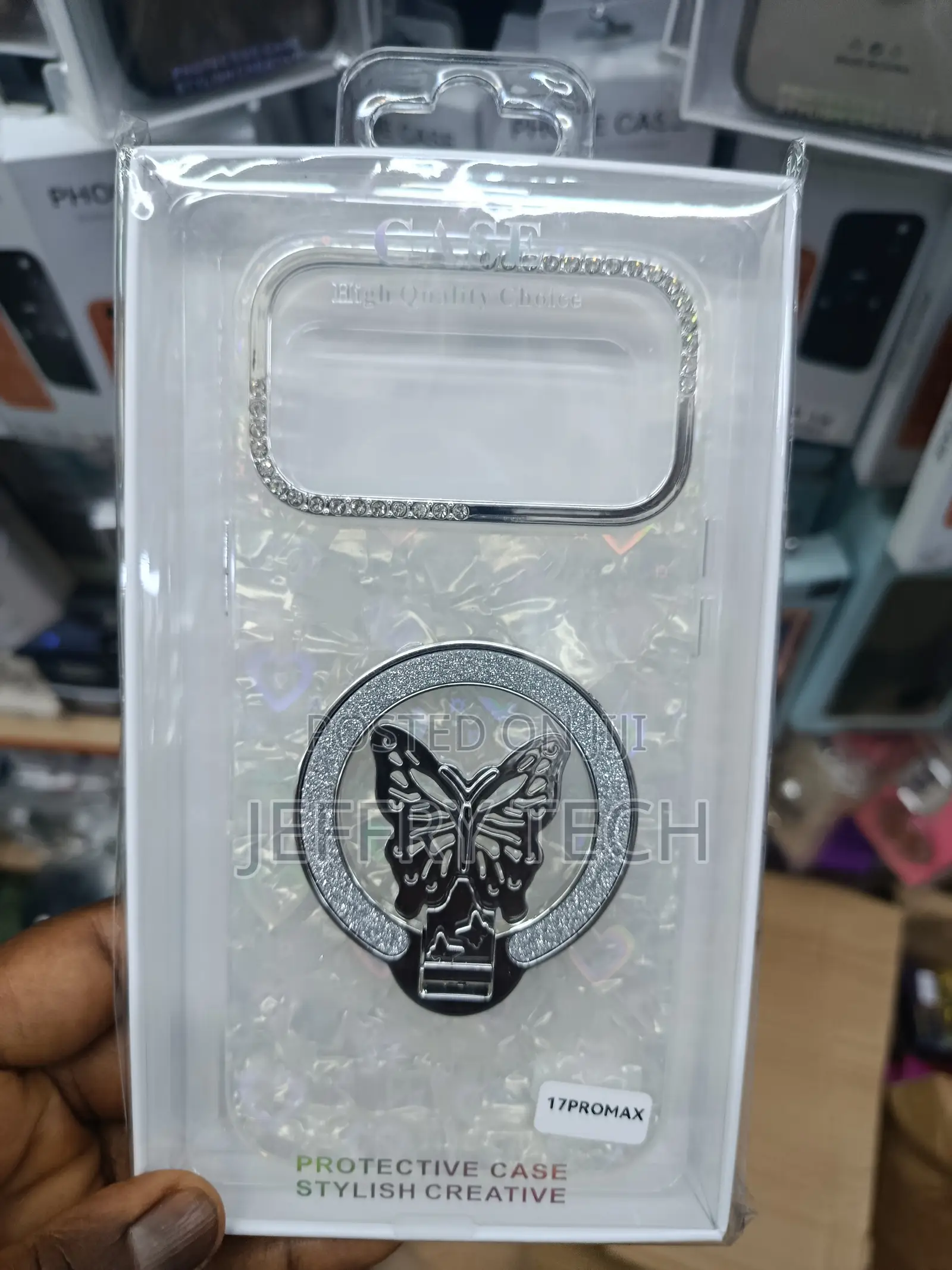 Hikip Rhinestone Butterfly Hoop Design for iPhone 17 Pro Max -Clear