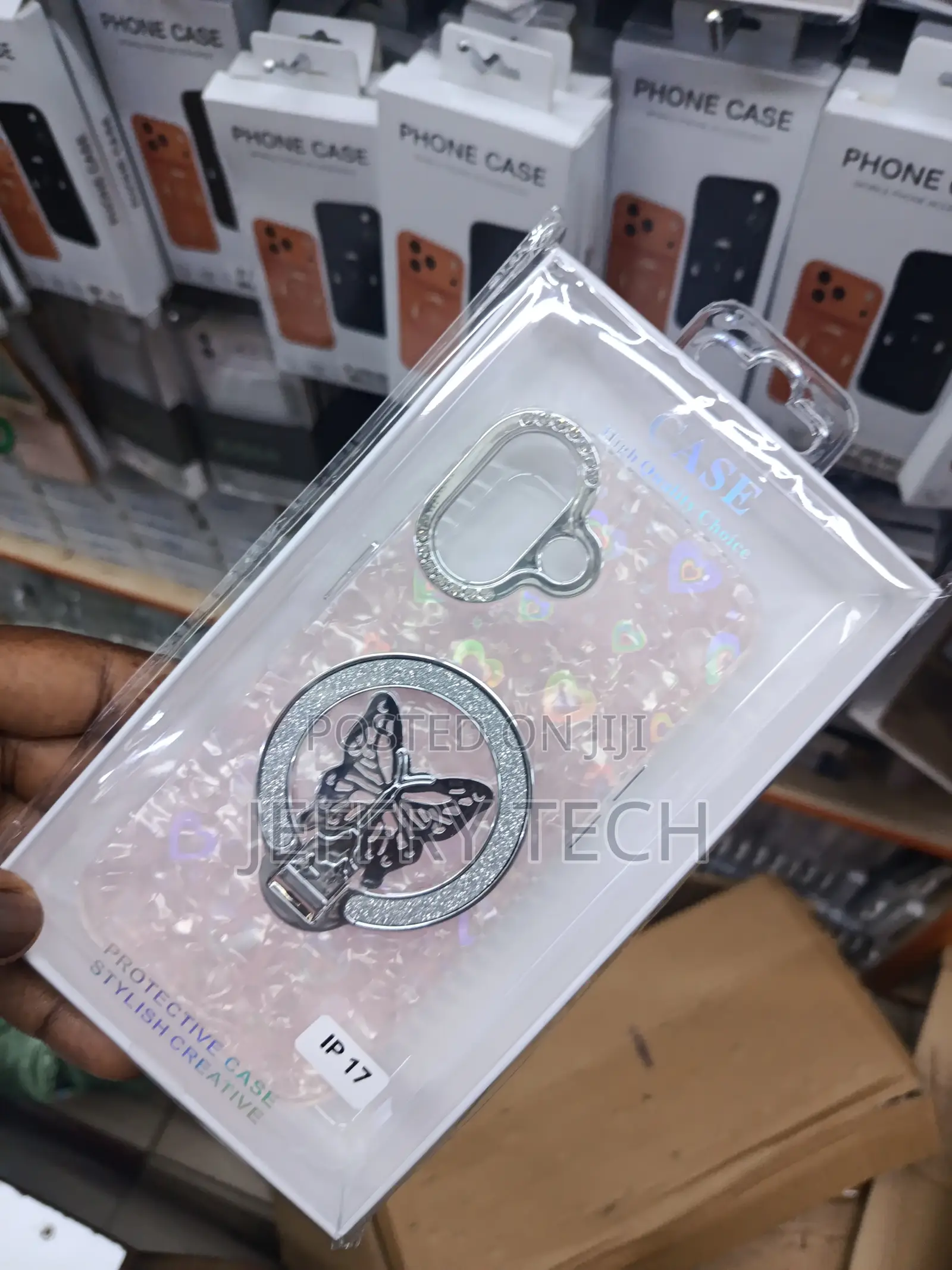 Meapac 3d Butterfly Ring Holder Stand iPhone 17 Glitter Case