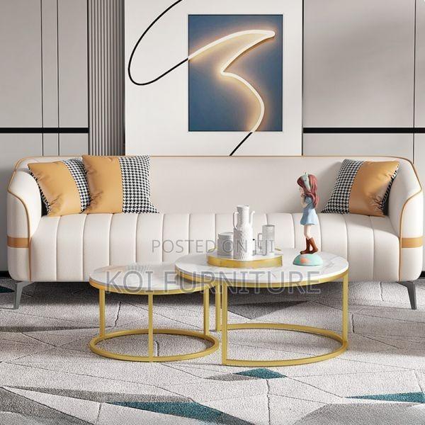 Coffee Table : Set of 2 Nesting Coffee Tables With Marble-Effect Top - thumbnail 2