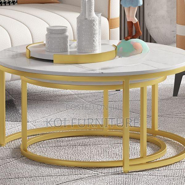 Coffee Table : Set of 2 Nesting Coffee Tables With Marble-Effect Top - thumbnail 6