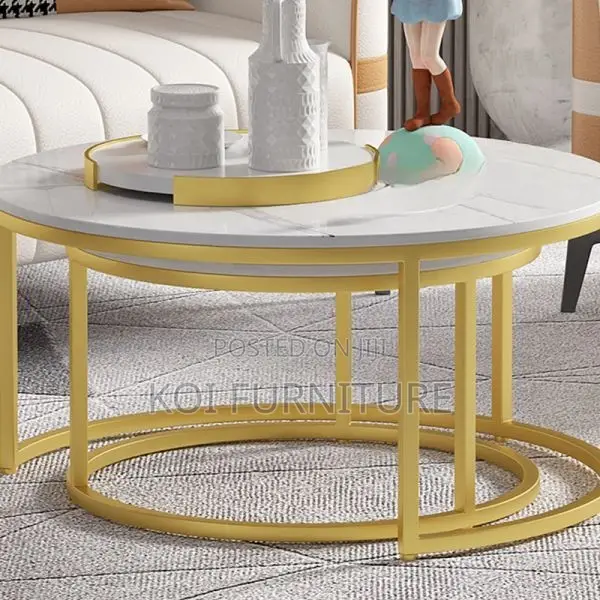 Coffee Table : Set of 2 Nesting Coffee Tables With Marble-Effect Top
