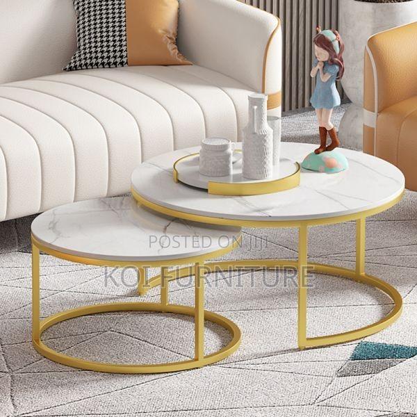 Coffee Table : Set of 2 Nesting Coffee Tables With Marble-Effect Top - thumbnail 7