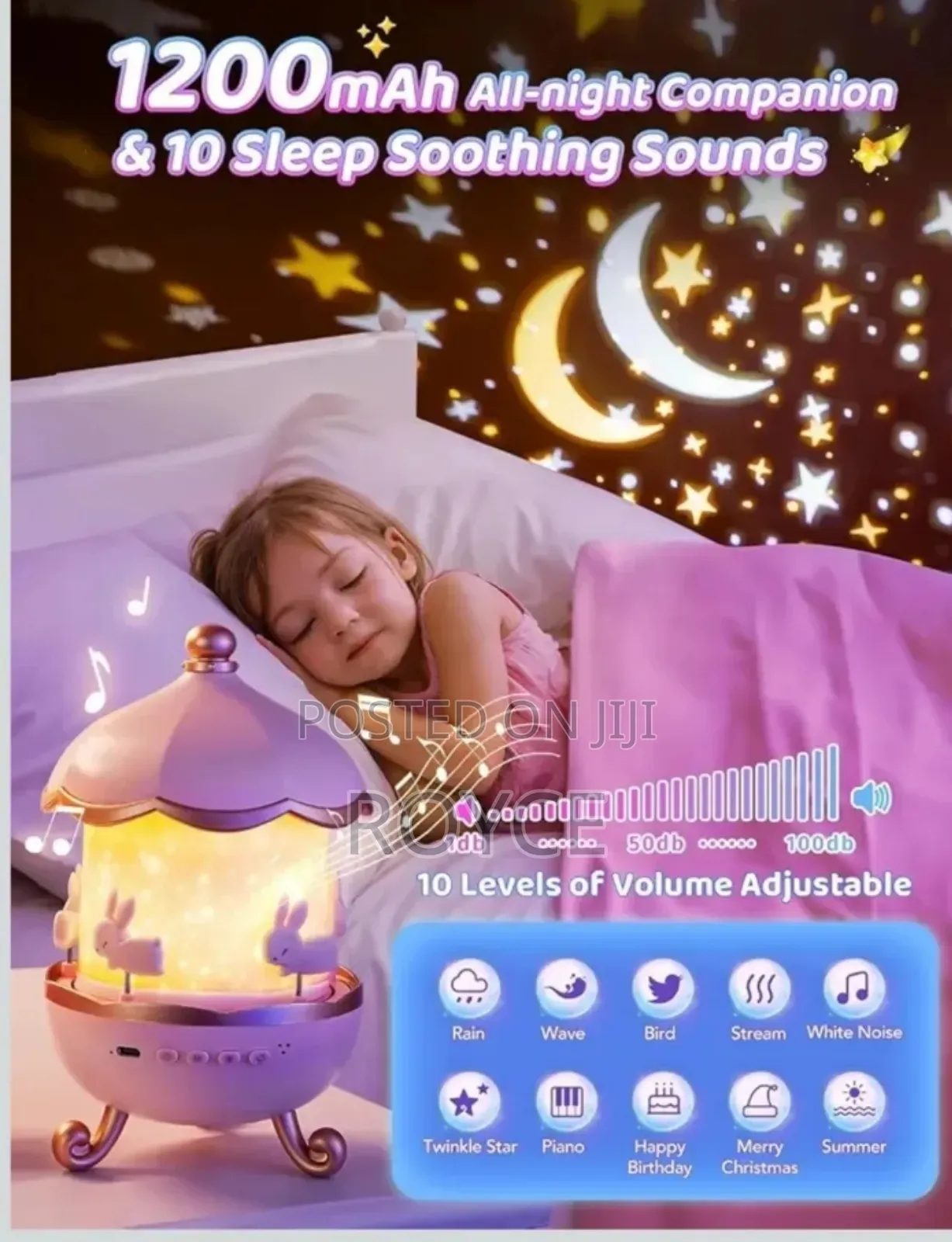 Rotatable Rechargeable Bunny Carousel Light