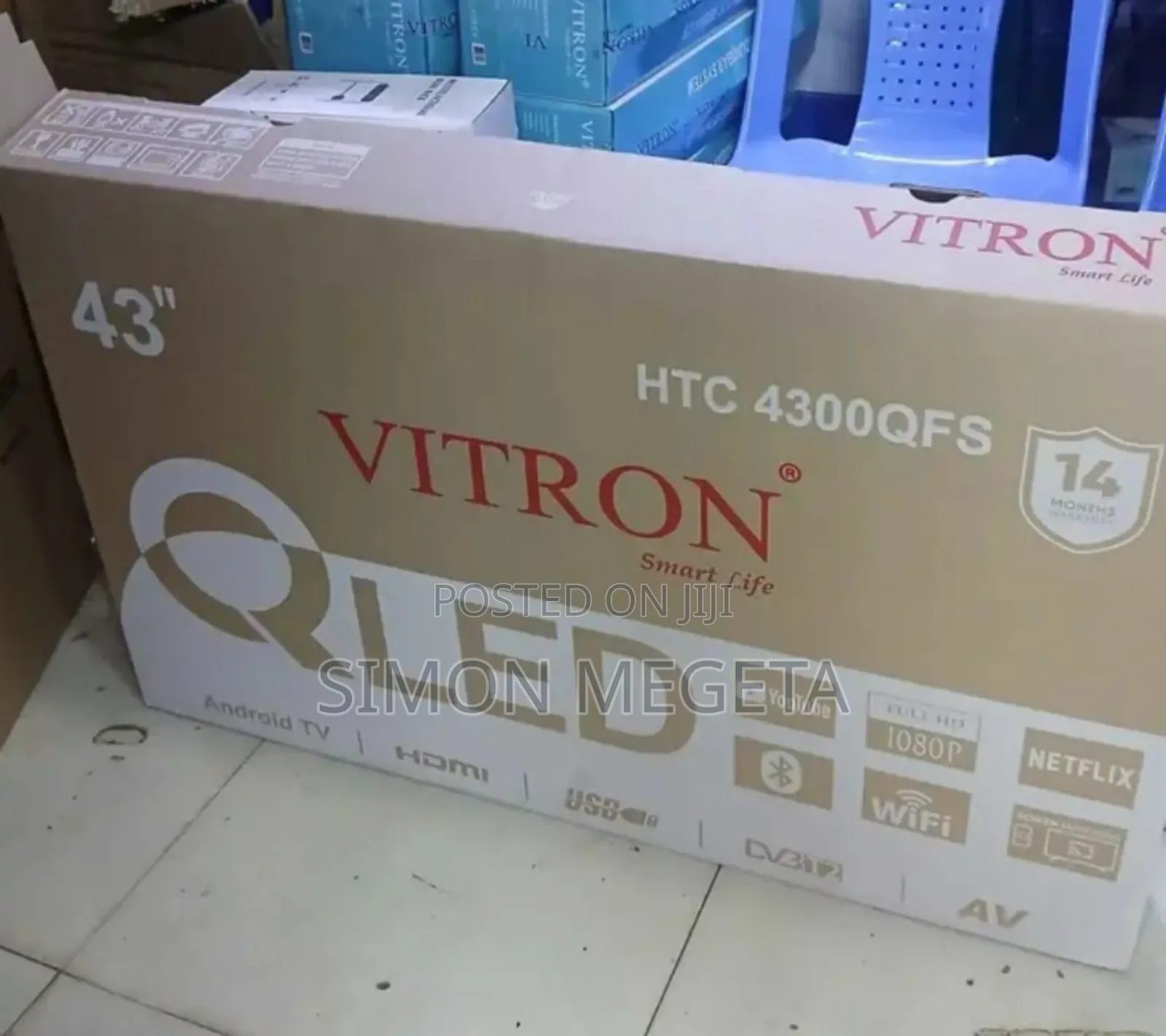 Vitron 43" Qled Tv Frameless Smart Android Tv Htc43/Bluetooth