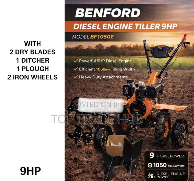 Benford Uk Diesel Power Tiller/Walking Tractor 9hp With Attachments