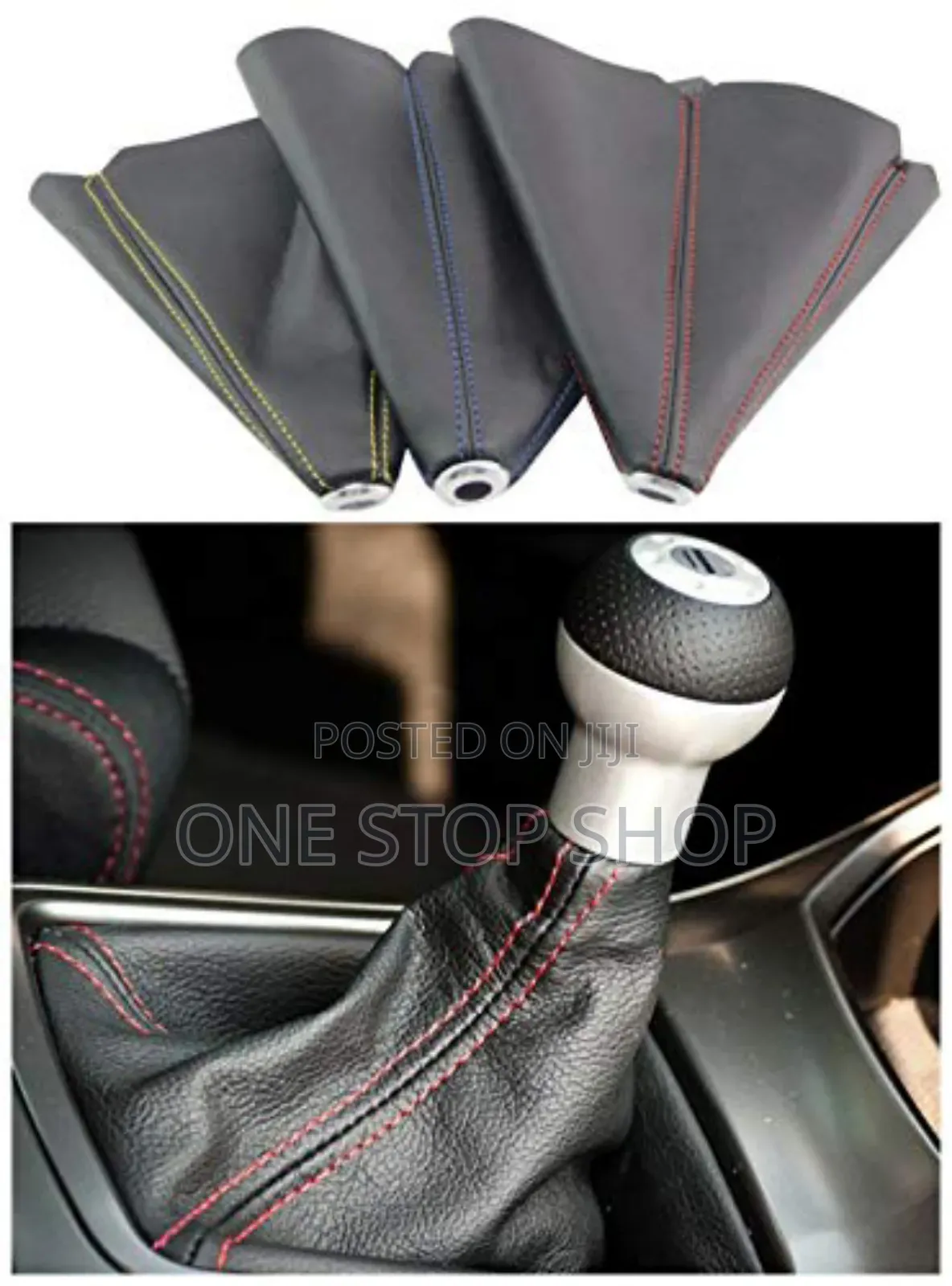 Pu Leather Shift Boot Gear Cover With Colored Stitches