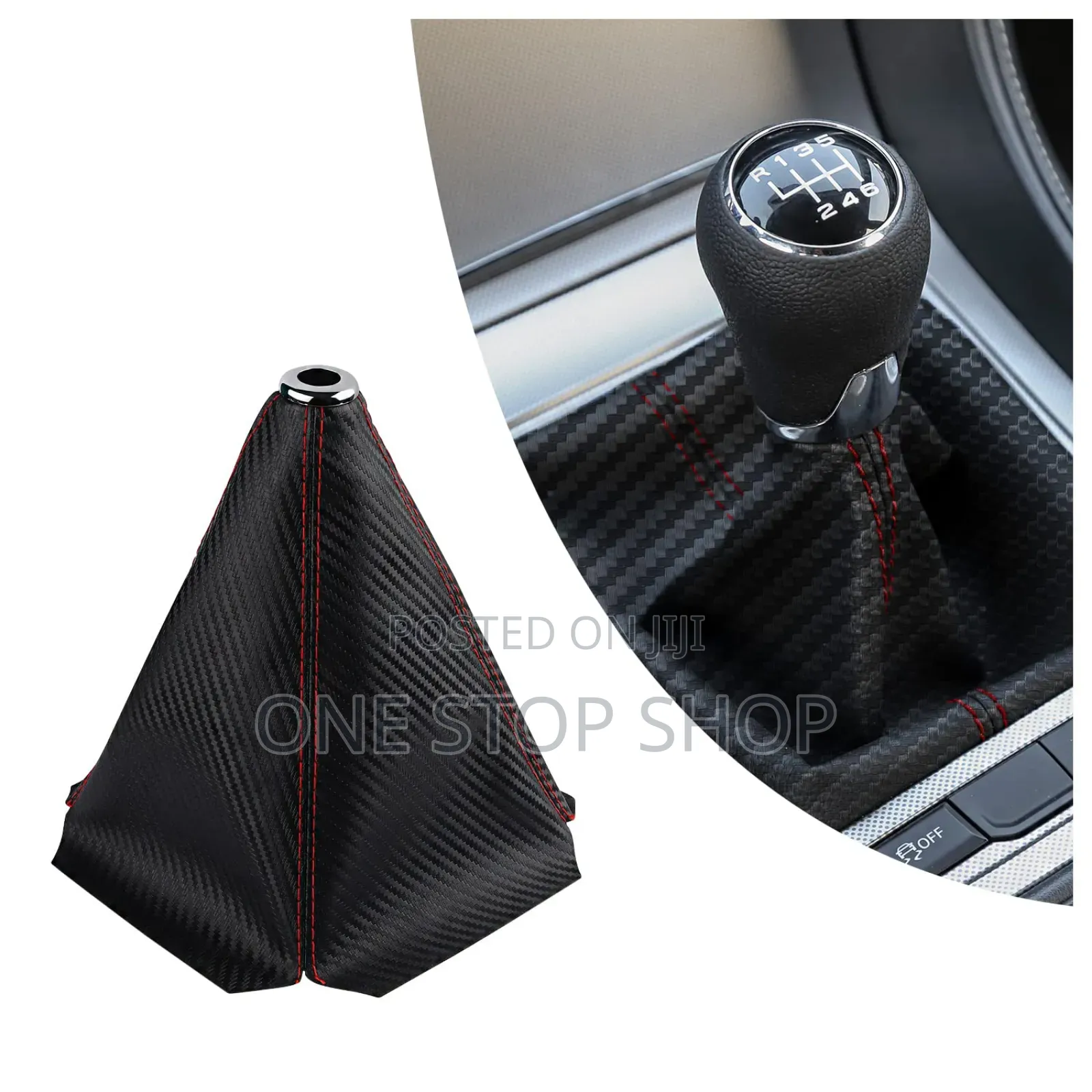 Black With Red Stitch Manual Shift Boot Synthetic Leather Boot Cover