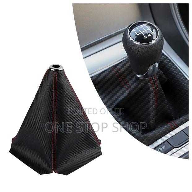 Black With Red Stitch Manual Shift Boot Synthetic Leather Boot Cover