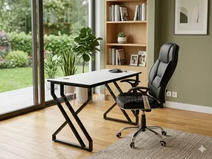 Metallic Office Table +Executive Recliner Chair