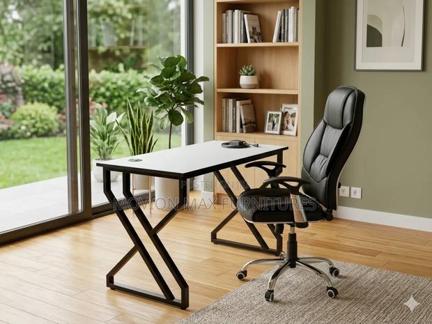 Metallic Office Table +Executive Recliner Chair