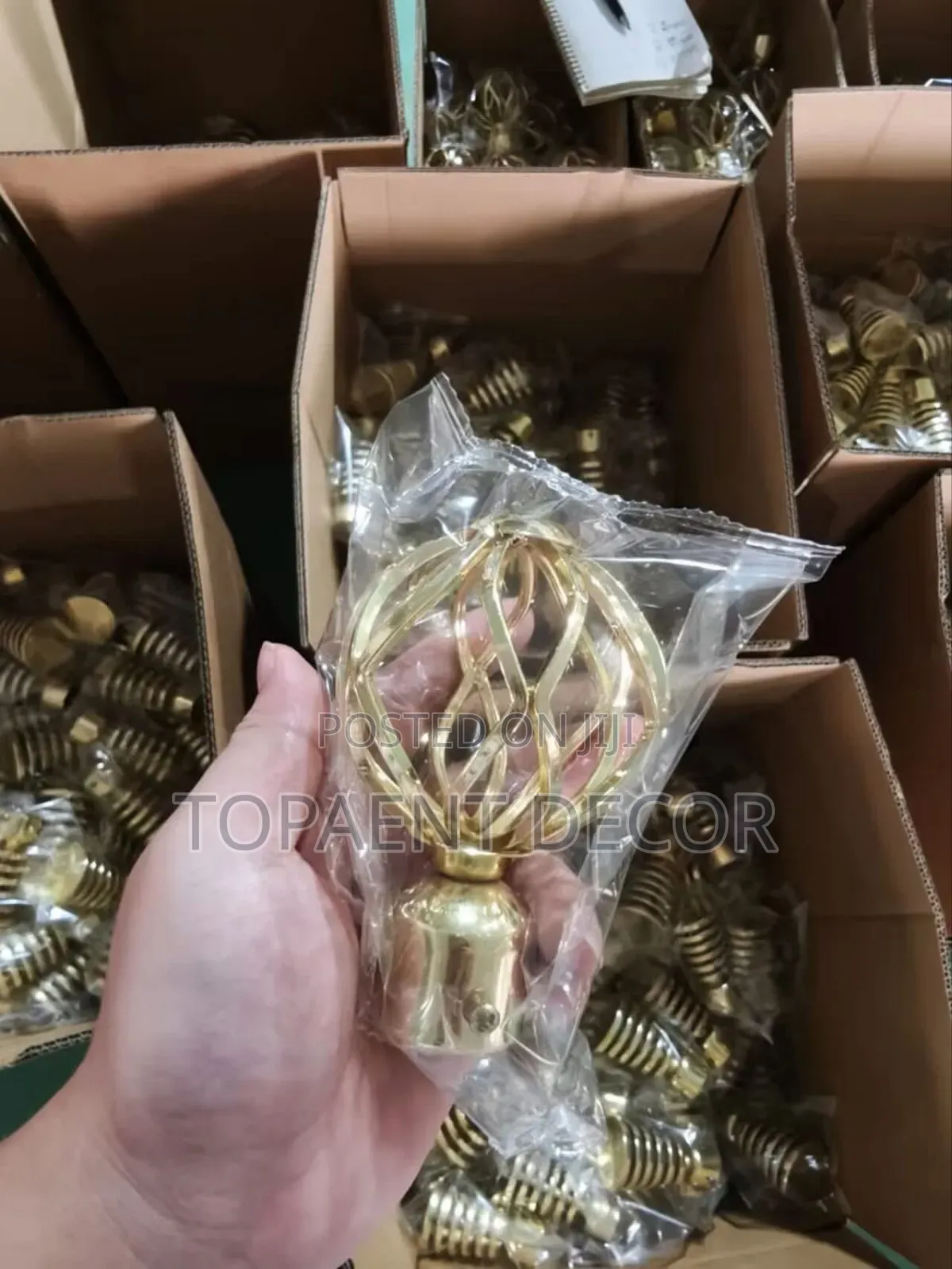 Gold Accessorized End Flowers for Powder Coated Curtain Rods