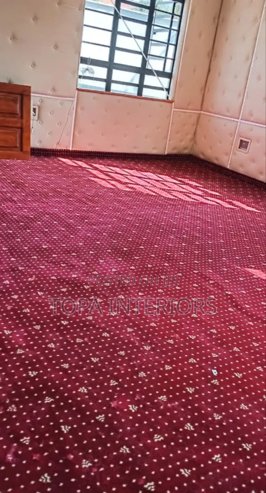 4m Wide Maroon Flowered Executive Office Wall to Wall Floor Carpets