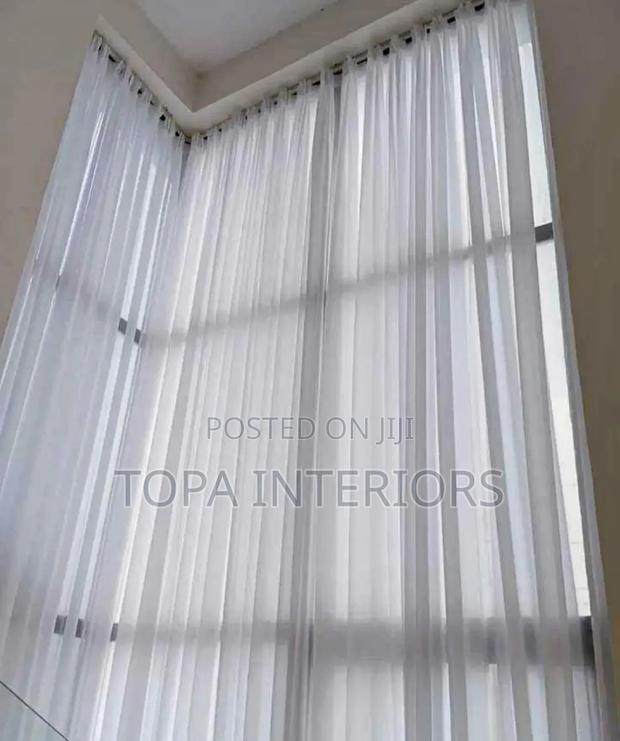 Quality Home White Sheer Curtains for Long Stairs Window