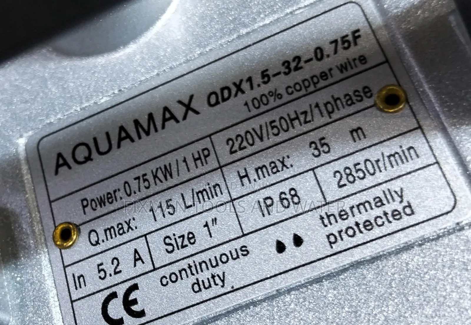 Domestic Aquamax Water Pump 1 Hp 32m Head 750 W Reliable Performance