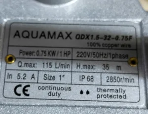 Deep Aquamax Submersible Water Pump 1hp 35m Head 750w + Float Switch