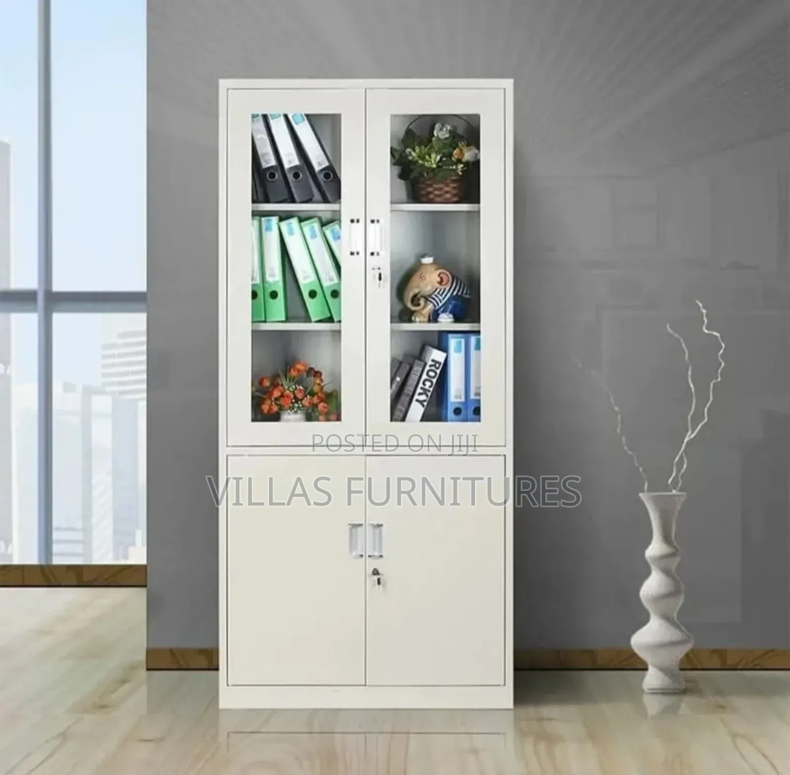 Office Display Cabinet Half Glass With Half Doors