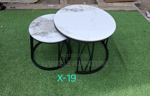 Modern Marble Nesting Stools With Metallic Frame - thumbnail 2