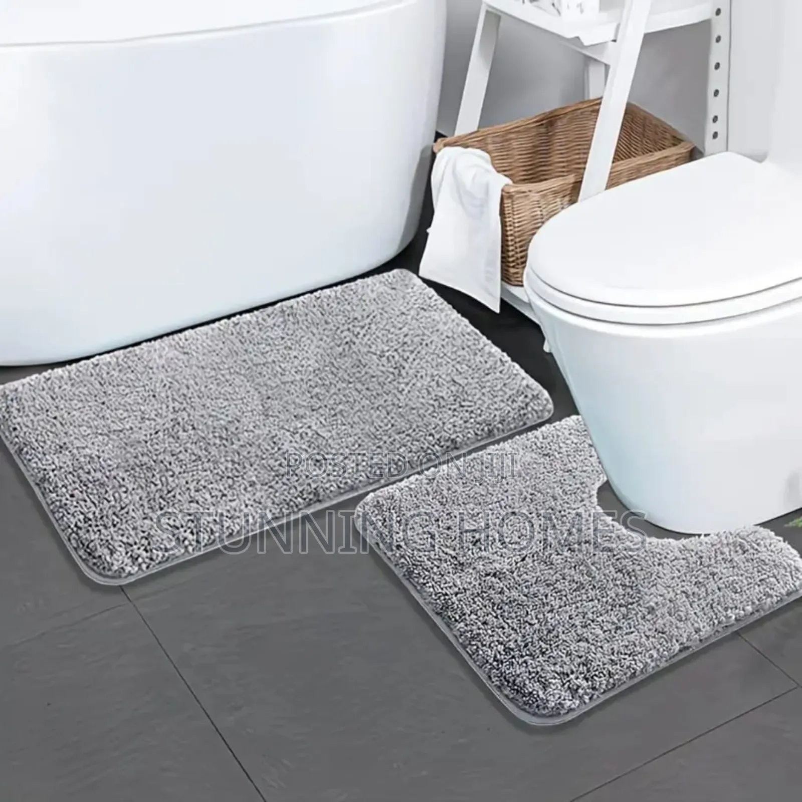 2pcs Fluffy Bathroom Mats Set