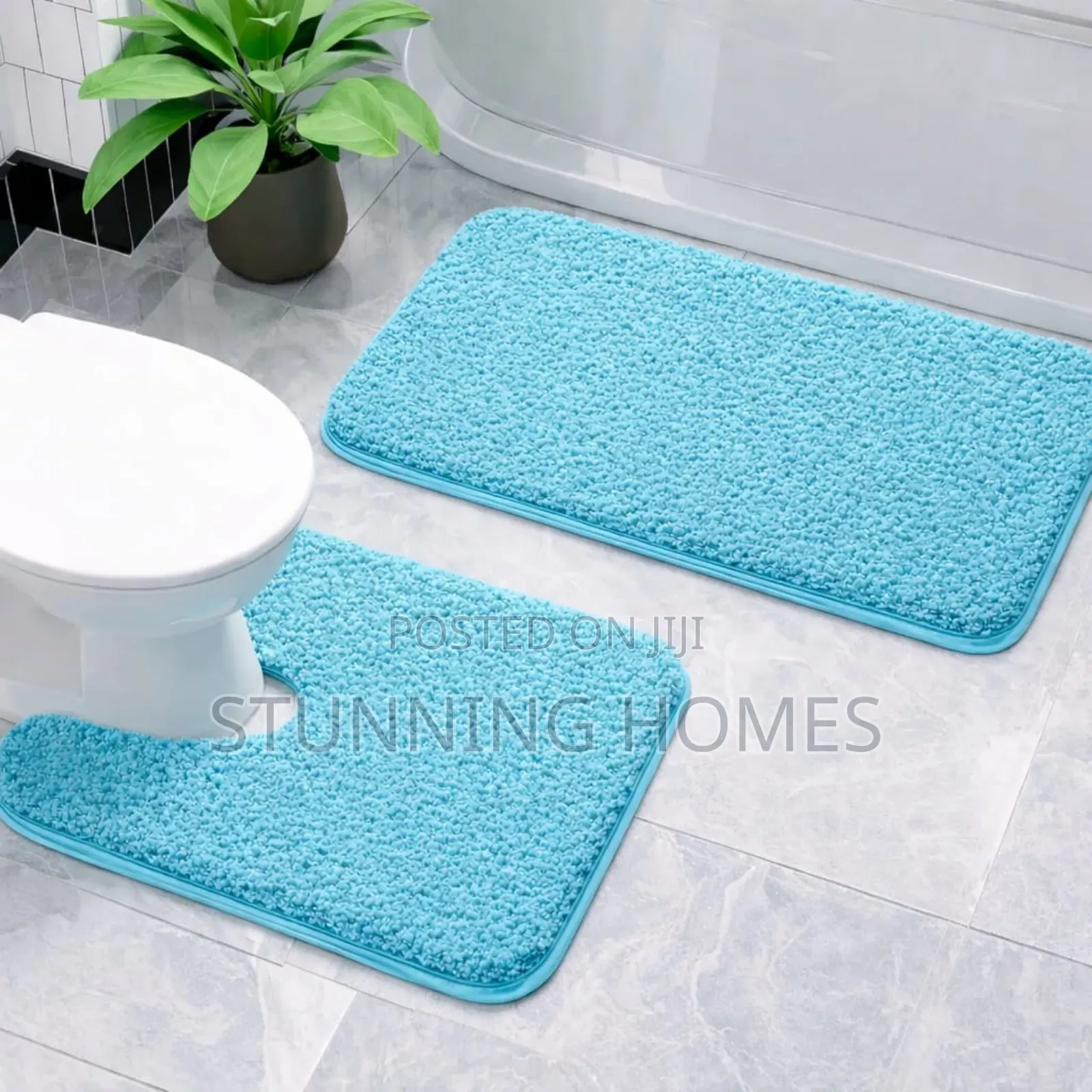 2pcs Fluffy Bathroom Mats Set