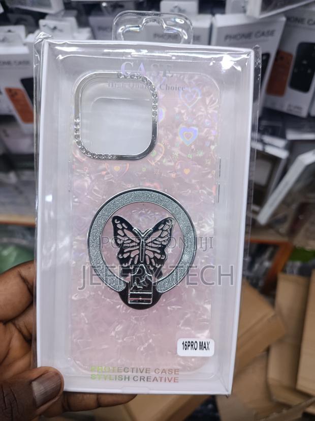 Ponrfekt iPhone 16 Pro Max Unique Butterfly Stand Glitter Case - main view