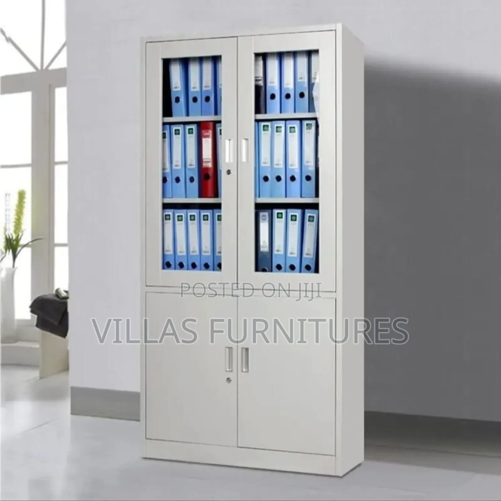 Half Glass Iron Steel Cabinet Modern Office Storage
