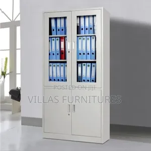 Half Glass Iron Steel Cabinet Modern Office Storage