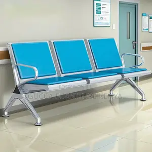 3-Seater Leather Padded Reception Bench