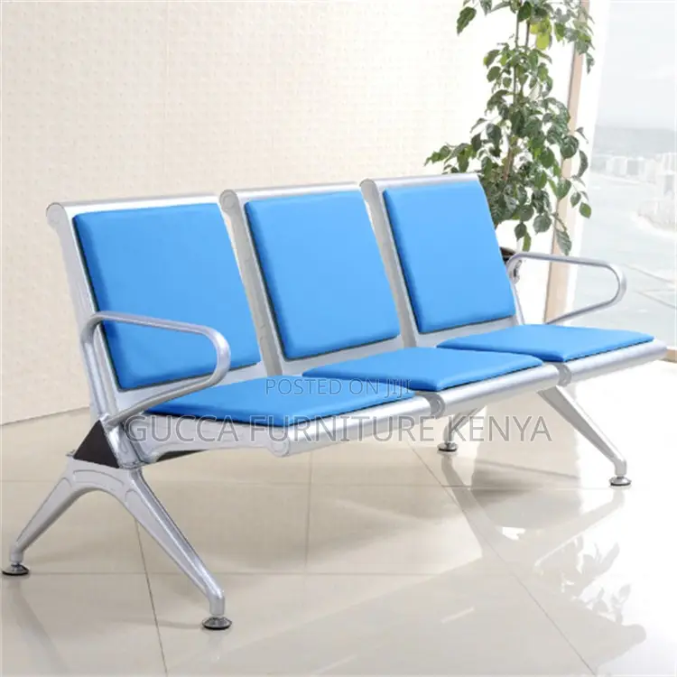 3-Seater Leather Padded Reception Bench