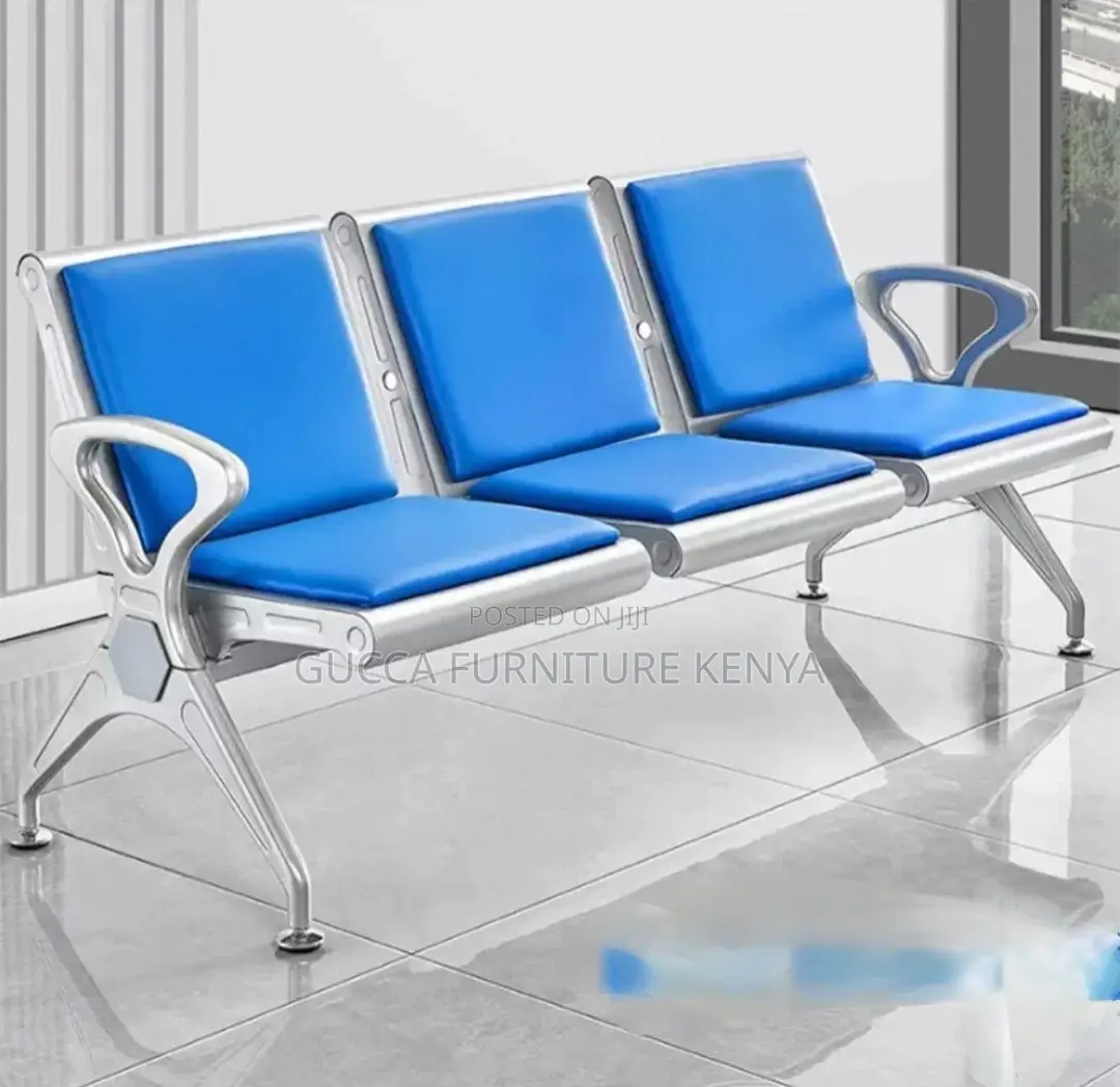 3-Seater Leather Padded Reception Bench
