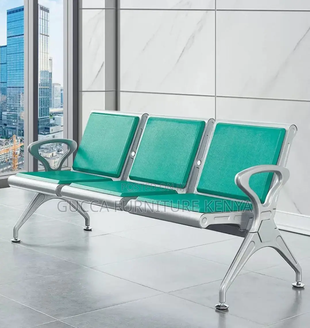 3-Seater Leather Padded Reception Bench