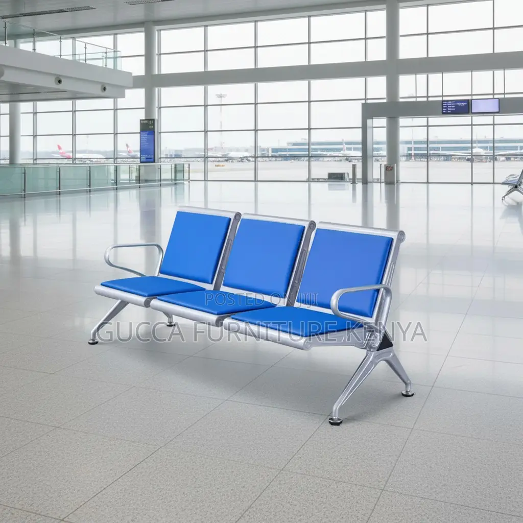 3-Seater Leather Padded Reception Bench