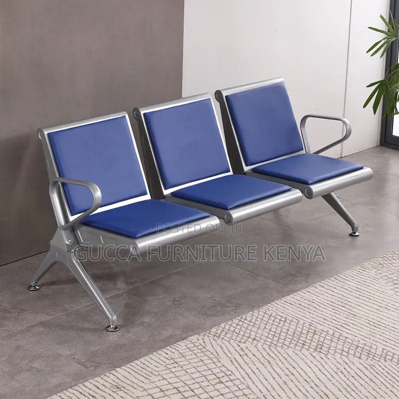 3-Seater Leather Padded Reception Bench