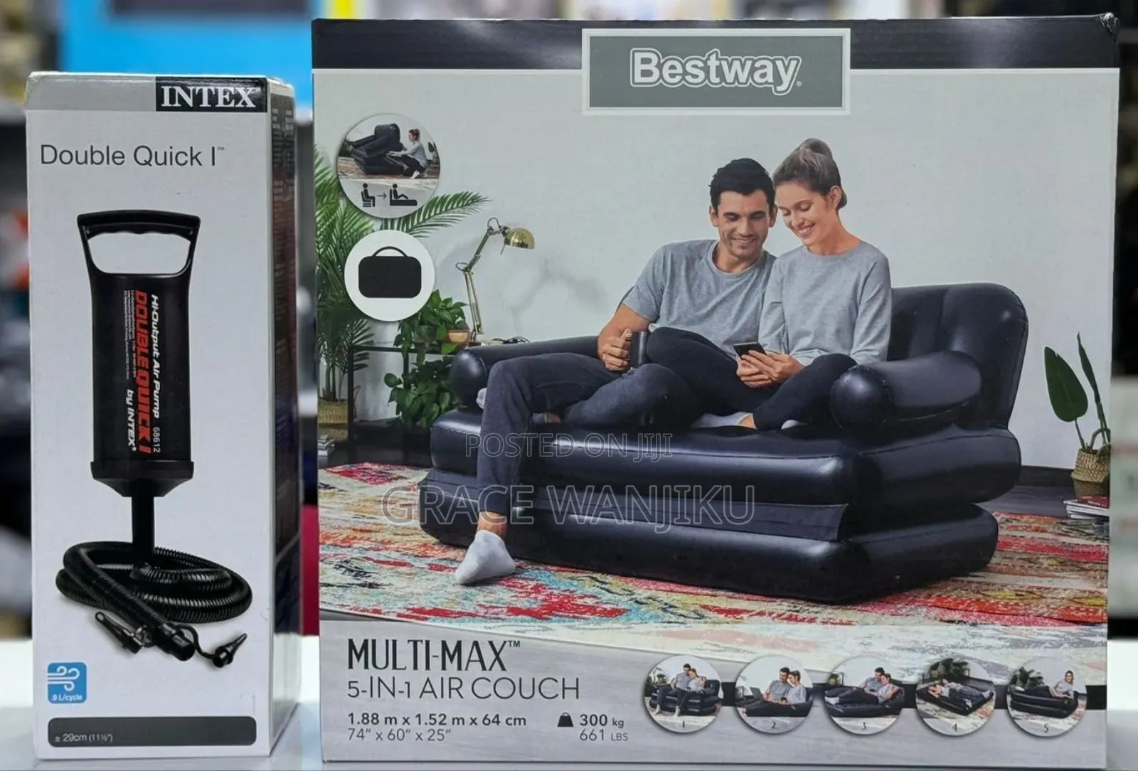 *5 In 1 2 Seater Bestway Inflatable Pullout Sofa Plus Free Manual Pump