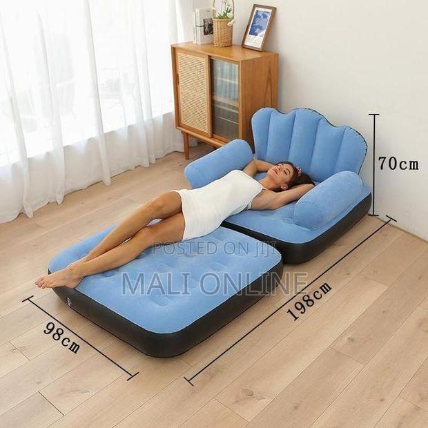 Inflatable Sofa Bed Portable Air Couch Lounge Chair Armrest - thumbnail 2