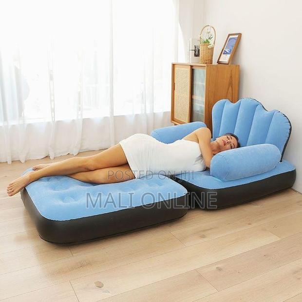 Inflatable Sofa Bed Portable Air Couch Lounge Chair Armrest - thumbnail 4