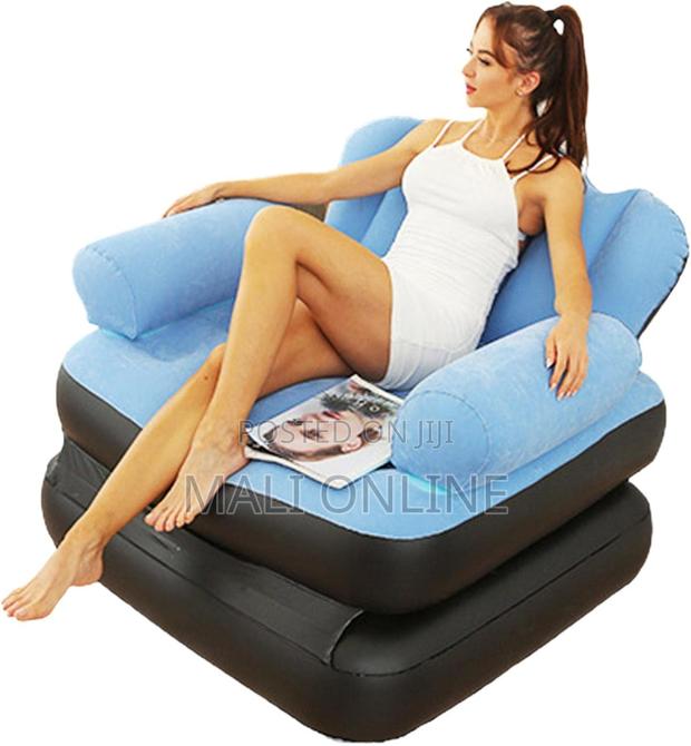 Inflatable Sofa Bed Portable Air Couch Lounge Chair Armrest - thumbnail 5