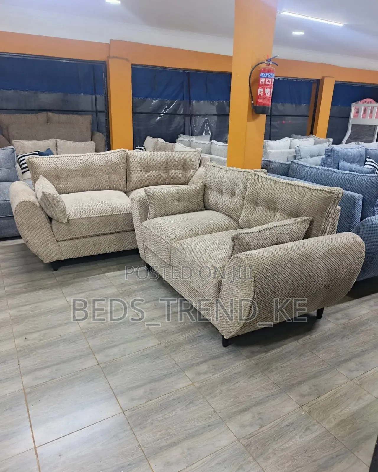 Fabric 5 Seater Sofa- Buttefly Design